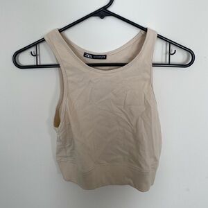 Tan zara cropped tank top